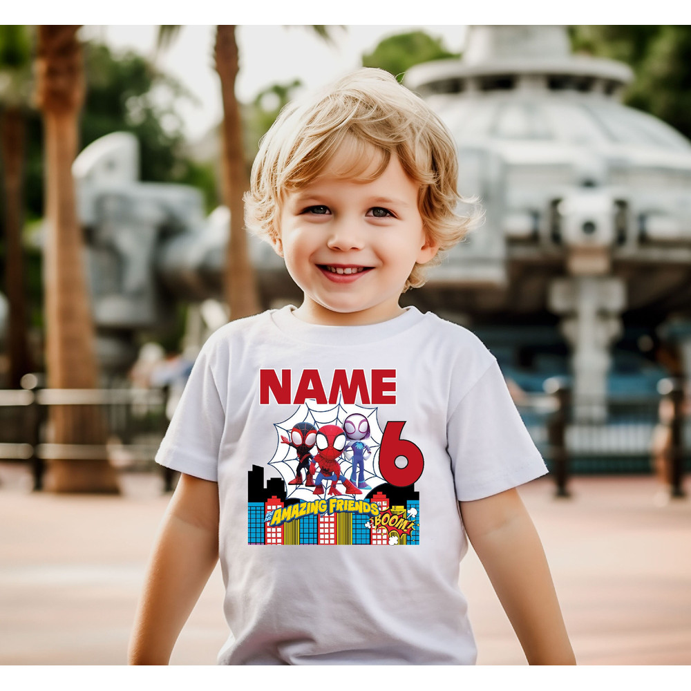 Spidey and His Amazing Friends Birthday Shirt, Personalization Name Tee, Spidey Birthday Tshirt, Spiderman Tee, Custom Toddler Birthday Tee.jpg