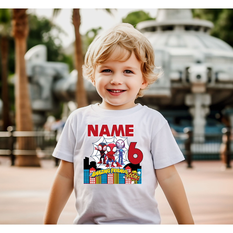 Spidey and His Amazing Friends Birthday Shirt, Personalization Name Tee, Spidey Birthday Tshirt, Spiderman Tee, Custom Toddler Birthday Tee.jpg