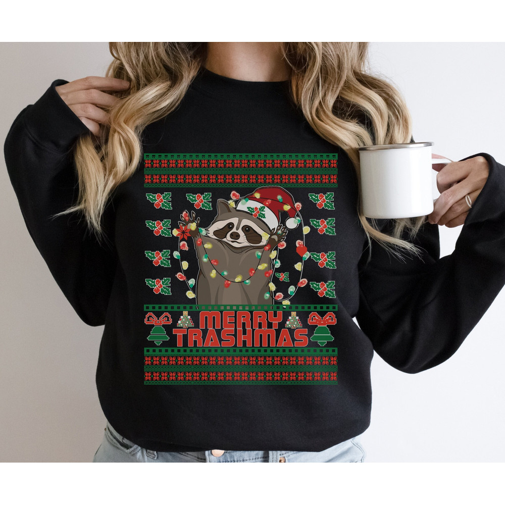 Funny Animal Christmas Sweater For Christmas Party, Raccoon Christmas Sweater, Xmas Raccoon Top, Raccoon Lover Gifts, Animal Lover Holiday.jpg