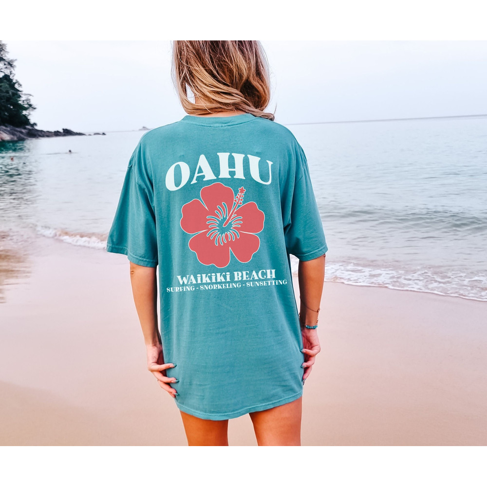 Hawaii Floral Comfort Colors Shirt, Aloha State Shirt, Oahu Vacation Shirts, Waikiki Beach Tshirts, Hawaii T-Shirt, Gift For Surfer Tee Trip.jpg