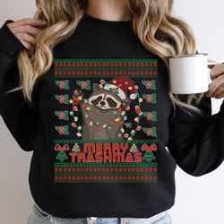 merry trashmas raccoon christmas sweater, raccoon sweatshirt