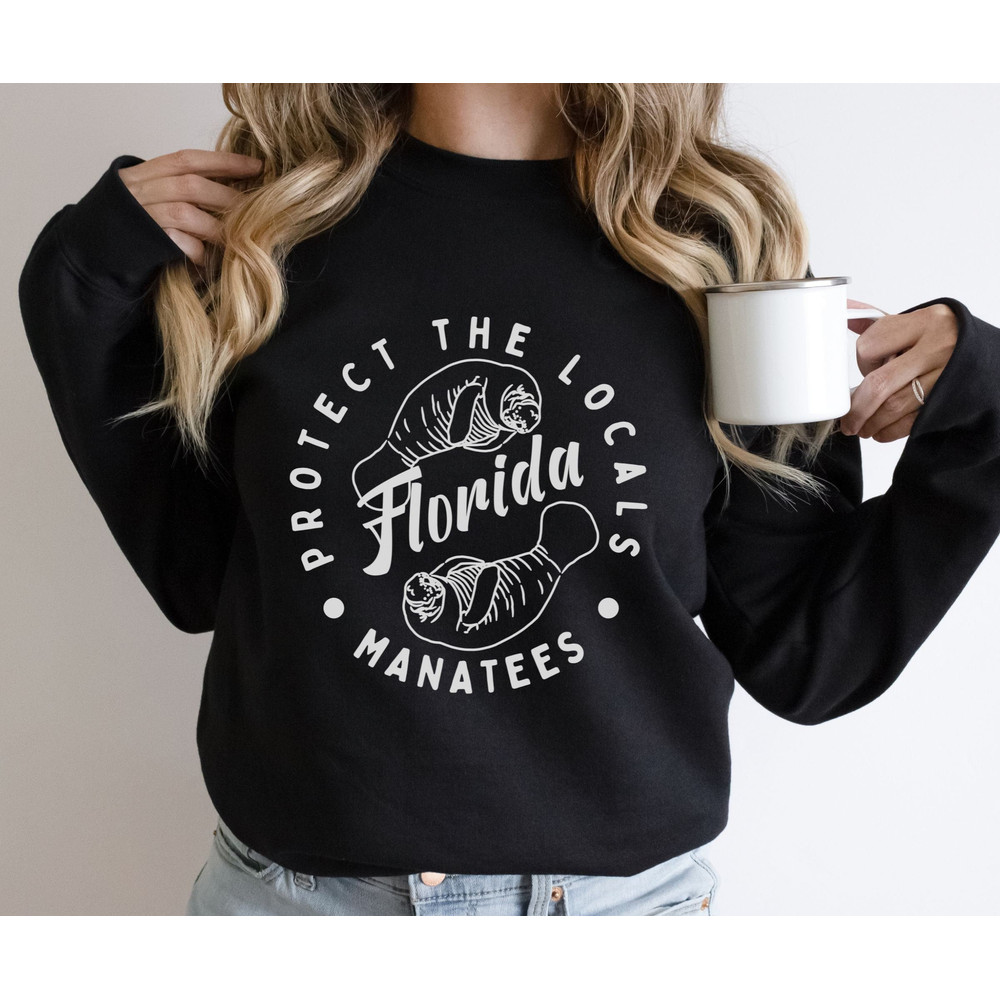 Preppy Save The Manatees Sweatshirt, Manatee Pullover, Ocean Conservation, Florida Manatee, Manatee Lover, Florida Sweatshirt, Gift For Mom.jpg