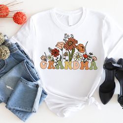 flower grandma shirt, nana shirt, granny tee, grandmother sh
