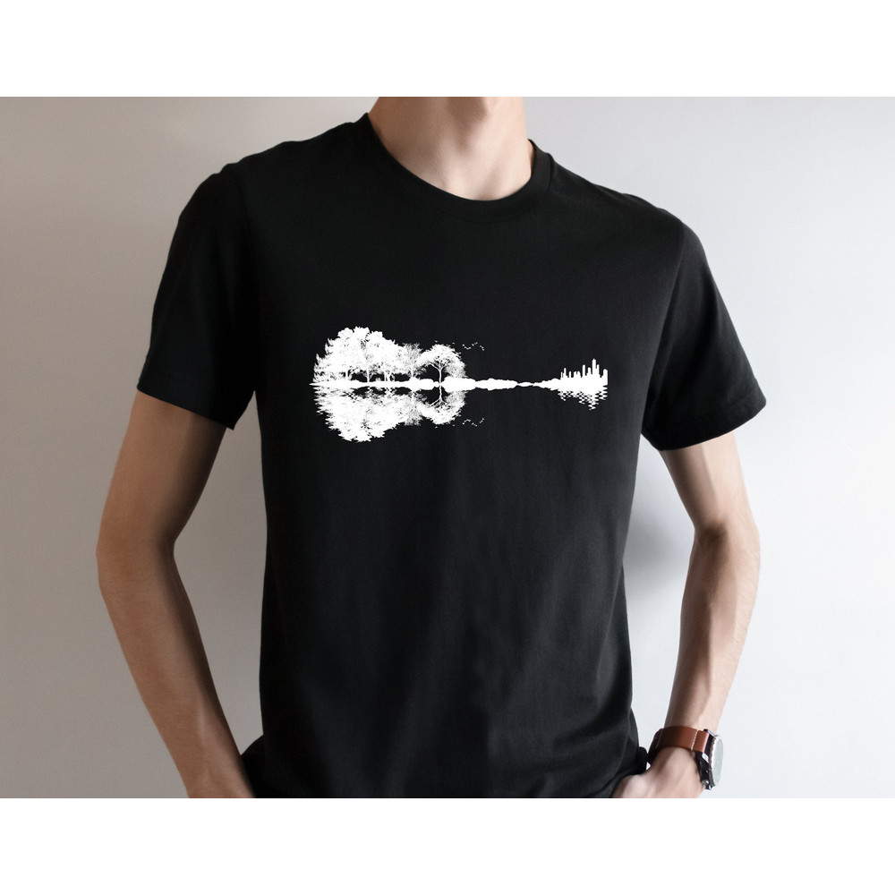 Guitar Nature Shirt, Guitarist Tee, Forest and Guitar Tee, Guitarist Gift, Music In The Nature Shirt, Musician Shirt.jpg
