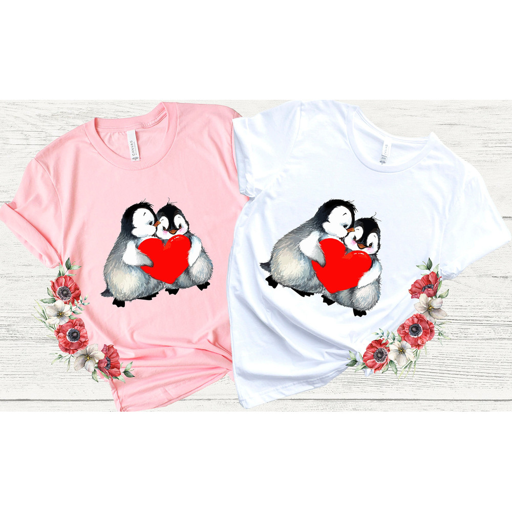 Penguin Valentine Shirt, Lovely Penguins Shirt, Cute Valentines Day Shirt, Honeymoon Shirt, Valentines Gift For Her, Couples Valentine Shirt.jpg