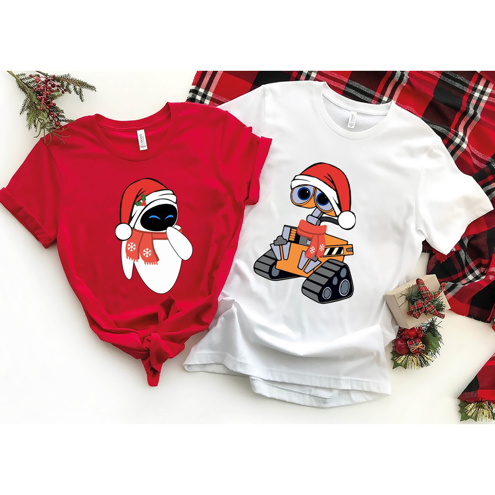Wall-E and Eve Christmas Shirts, Star Wars Wall-E and Eve Couple Shirts, Wall-E and Eve Matching Christmas, Disney Couples Xmas Shirt.jpg
