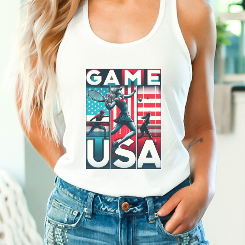 Ladies Tennis T Shirt Tank Top, Tennis Shirt For Women, Tennis Captain Gift, Summer USA Olympics 2024, Tennis.png