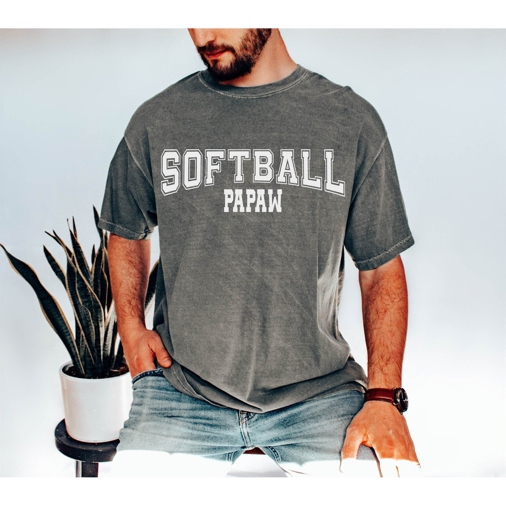 Comfort Colors, Softball Papaw Shirt, Softball Lover Papa Tee Shirt, Father's Day Tshirt, Gifts for Softball Grandpa, Custom Softball Men.jpg