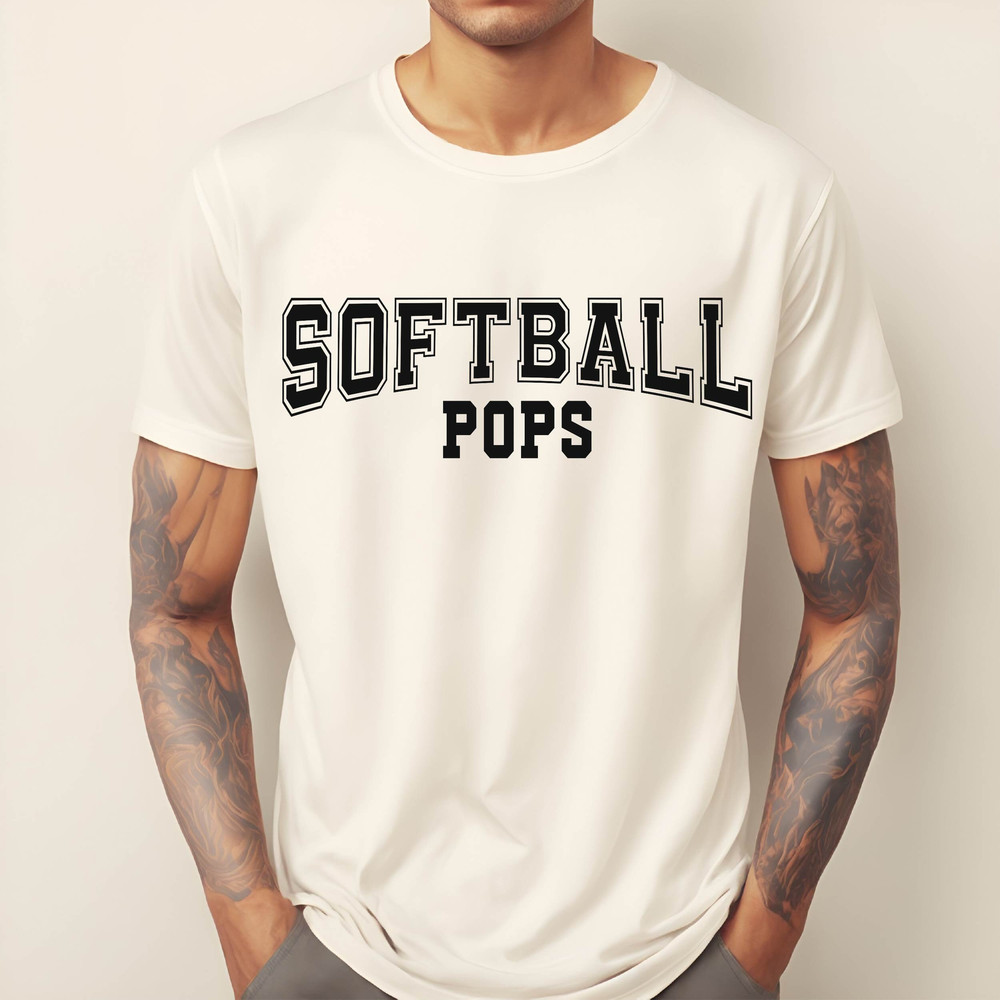Comfort Colors, Softball Pops Shirt, Softball Lover Poppy Tee Shirt, Father's Day Tshirt, Gifts for Softball Grandad, Custom Softball Men.jpg