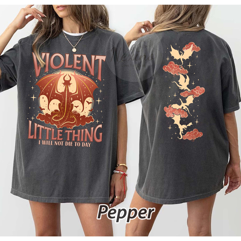 Fourth Wing Fan Comfort Colors Shirt, Violet Sorrengail Violent Little Thing Tee, Xaden Riorson Dragon Rider, Bookish Gift.jpg