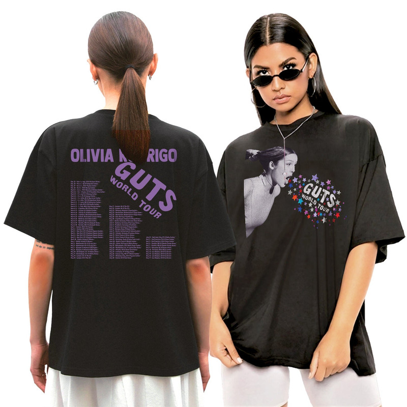 olivia rodrigo with tour dates tshirt Olivia Tour 2024 tshirt 100 Cotton T-shirt Black.jpg