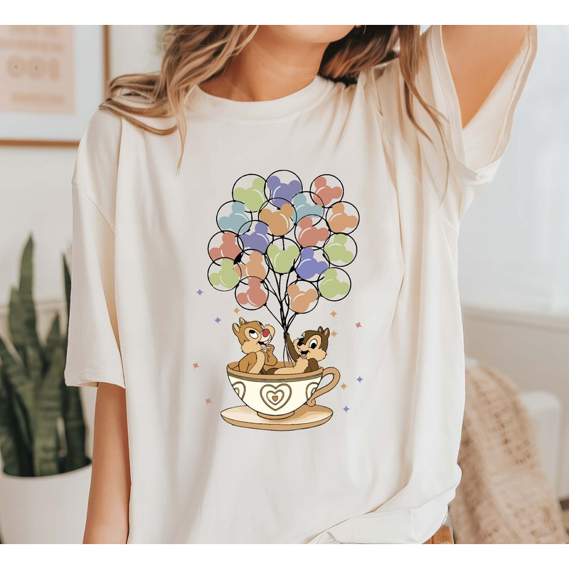 Disney Chip and Dale Teacup Balloons Shirt, Chip and Dale Teacup Party Sweatshirt, Disney Family Vacation Tees, Disney Birthday Hoodie Gift.jpg