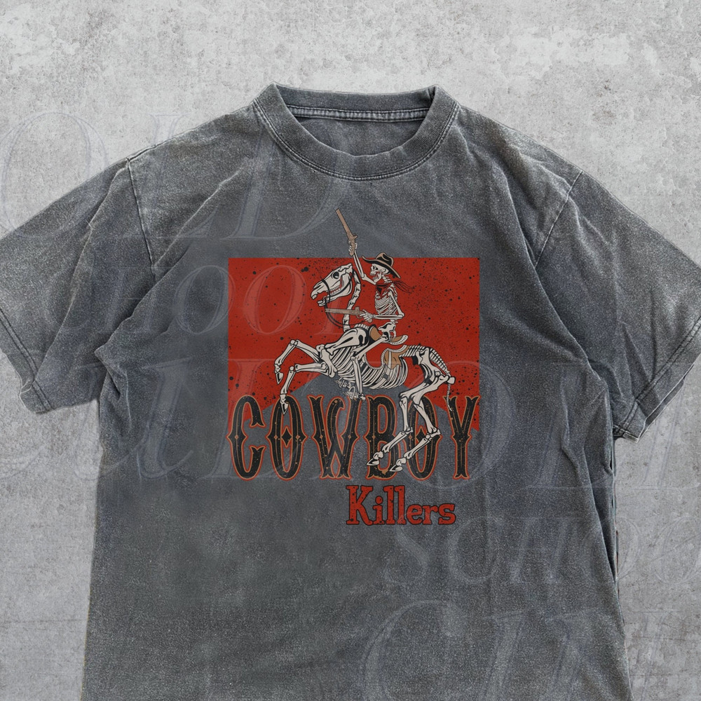 Vintage Cowboy 90s T-Shirt, Western Retro Graphic Shirt, Skeleton Wild West Tee, Rodeo Shirt, Western Gift, Distressed Oversize Cotton Tee.jpg