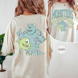 vintage monsters university two-sided shirt, monster inc shirt, mike wazowski, mike and sully shirt, disney family shirt