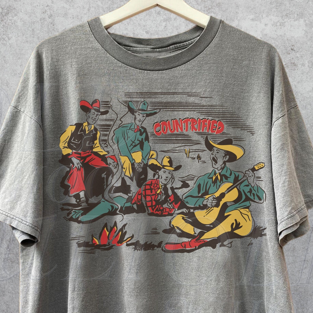 Western Cowboy Retro T-Shirt, Vintage 90s Country Shirt, Retro Farmer Tee, Rodeo Cowboy Shirt, Wild West Gift, Distressed Cotton Shirt.jpg