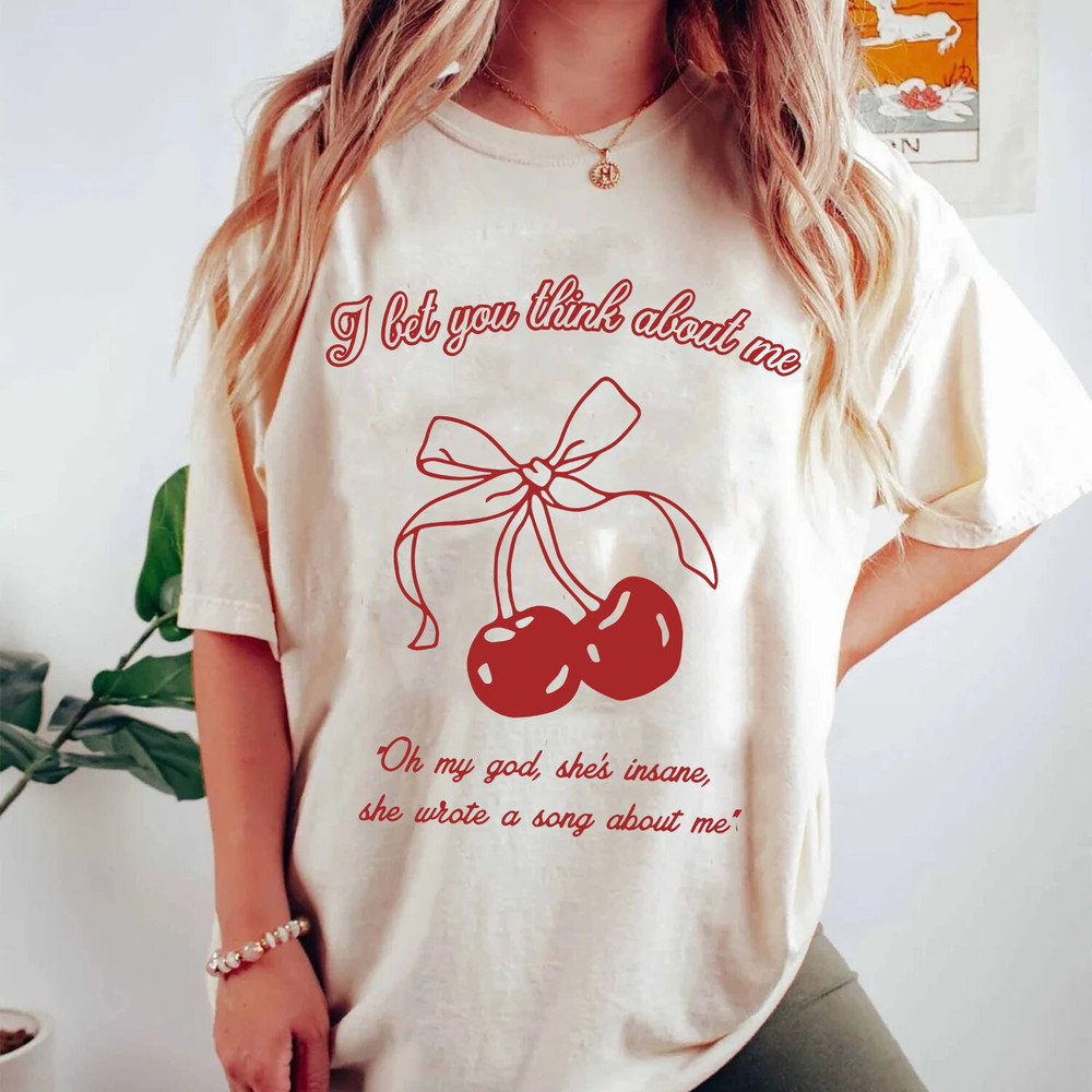 She wrote a song about me shirt, TS fan, TS tour 2024 shirt, I bet you think about me Shirt, You Think About Me Crop Tee.jpg