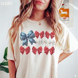 4th of july coquette shirt, usa tshirt, american flag fourth shirt, trendy summer coquette bow shirt, patriotic shirt