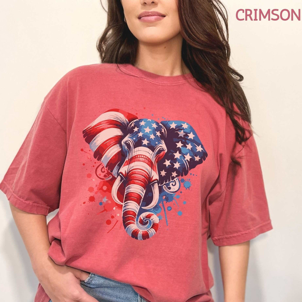 Elephant Fourth of July Comfort Colors shirt, 4th Patriotic TShirt Republican Tee Vote Gift Independence Day Memorial Day USA Graphic Tee.jpg