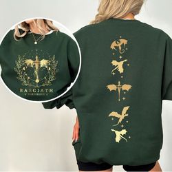 fourth wing double-sided sweatshirt, basgiath war college sweatshirt, dragon rider sweatshirt, fantasy reader sweatshirt