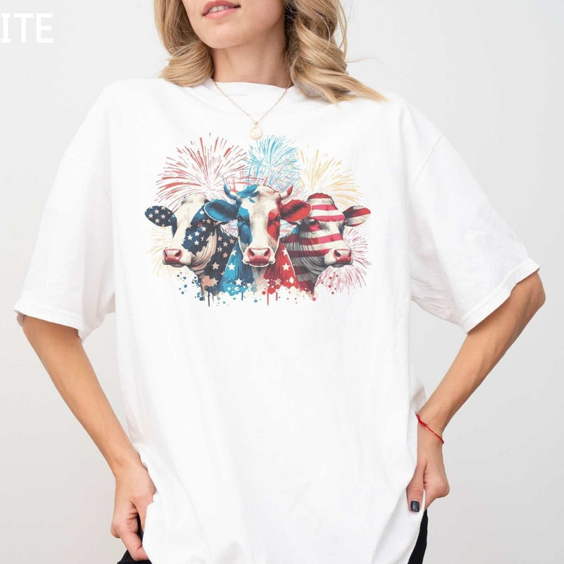 4th of July Cow Comfort Colors shirt, Fourth TShirt American Flag Cow Lover Gift Independence Day Patriotic Memorial Cow Graphic Tee BBQ Top.jpg