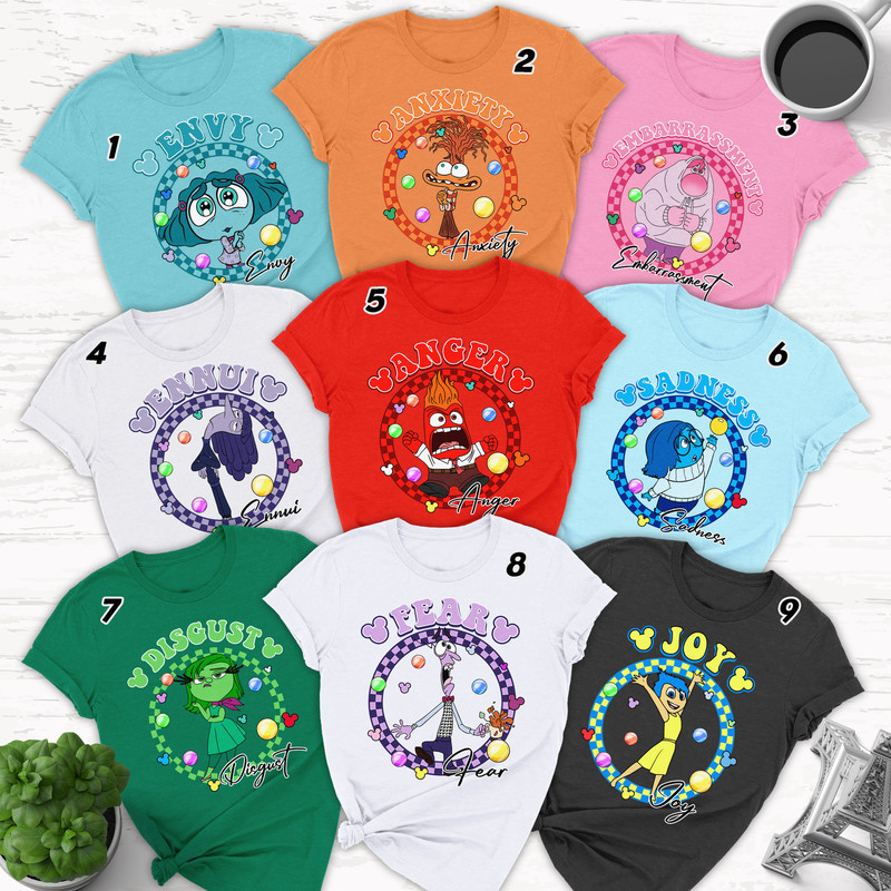 Funny Inside Movie Character Feel Matching Shirt, Inside Character Checkered Mental Health Shirt, It's Okay To Feel Family Group Shirt RE.jpg