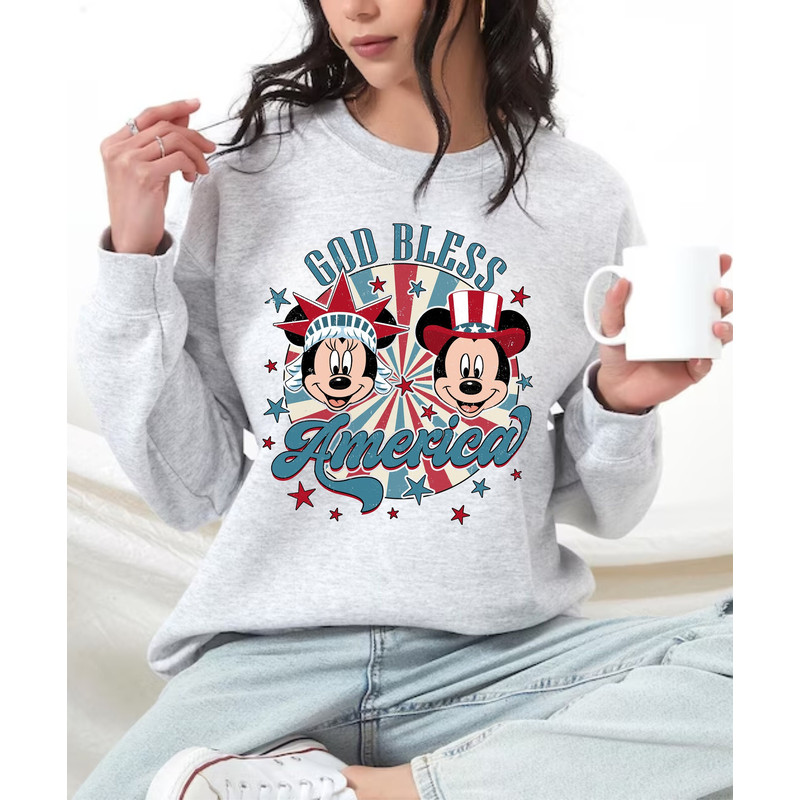 Mickey And Minnie Disney 4th Of July Comfort Colors Shirt, God Bless America Disney T-shirt, Disneyland Trip Outfits, Independence Day Tee.jpg