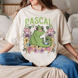 comfort color retro disney pascal floral shirt, rapunzel princess shirt, disney tangled shirt, disneyworld shirt, disney