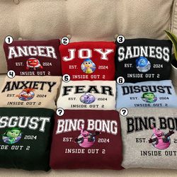 inside out 2 characters shirt, inside out 2 sweatshirt, inside out group matching, inside out birthday shirt, joy anger