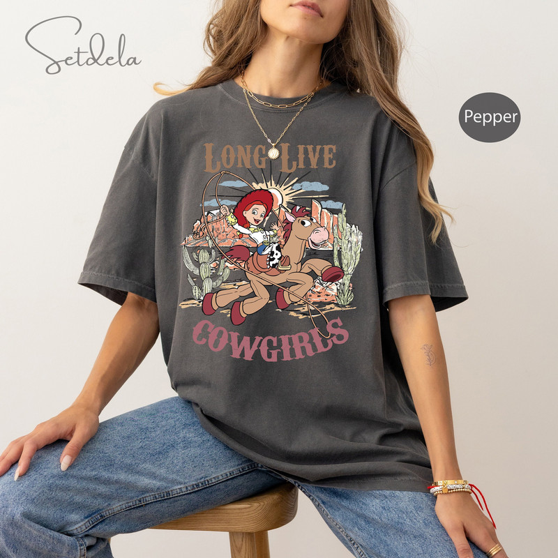 Retro Jessie and Bullseye Long Live Cowgirls Cute T-shirt, Disney Pixar Toy Story Characters Tee, Magic Kingdom Vacation Family Trip Shirt.jpg