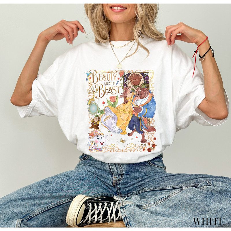 Retro Beauty and the Beast T-Shirt, Vintage Tale as Old as Time Comfort Colors Shirt, Belle Beauty Princess Sweatshirt, Family Vacation Gift.jpg