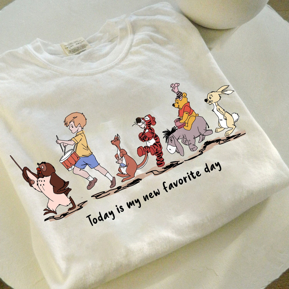 Today Is My New Favorite Day Shirt,Vintage Pooh and Friends Floral Comfort Color Shirt, Piglet Tigger Eeyore Shirt, Pooh Bears Tee,Bee Happy.jpg