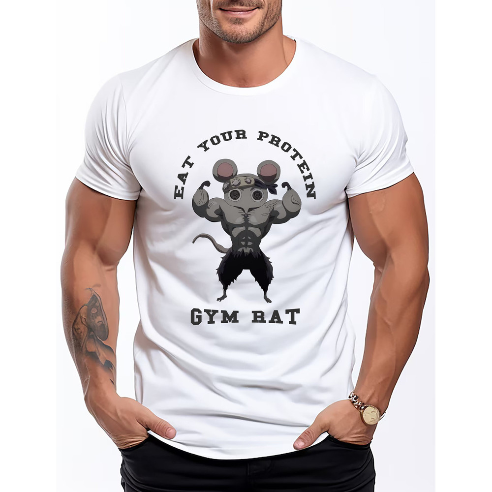 Eat Your Protein Shirt, Gym Rat Shirt, Demon Slayer Shirt, Anime Gym Shirt, Kimetsu No Yaiba Shirt, Funny Gym Shirt, Anime Graphic Tee.jpg