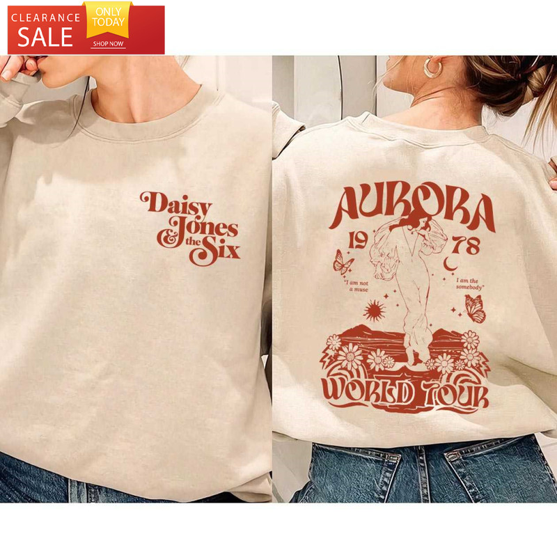 Daisy Jones And Billy Dunne Shirt Vintage Daisy Jones & The Six Aurora Sweatshirt 2 Sides - Happy Place for Music Lovers.jpg