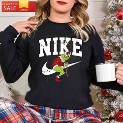 grinch nike sweatshirt, funny christmas sweatshirt, christmas gift ideas happy place for music lovers