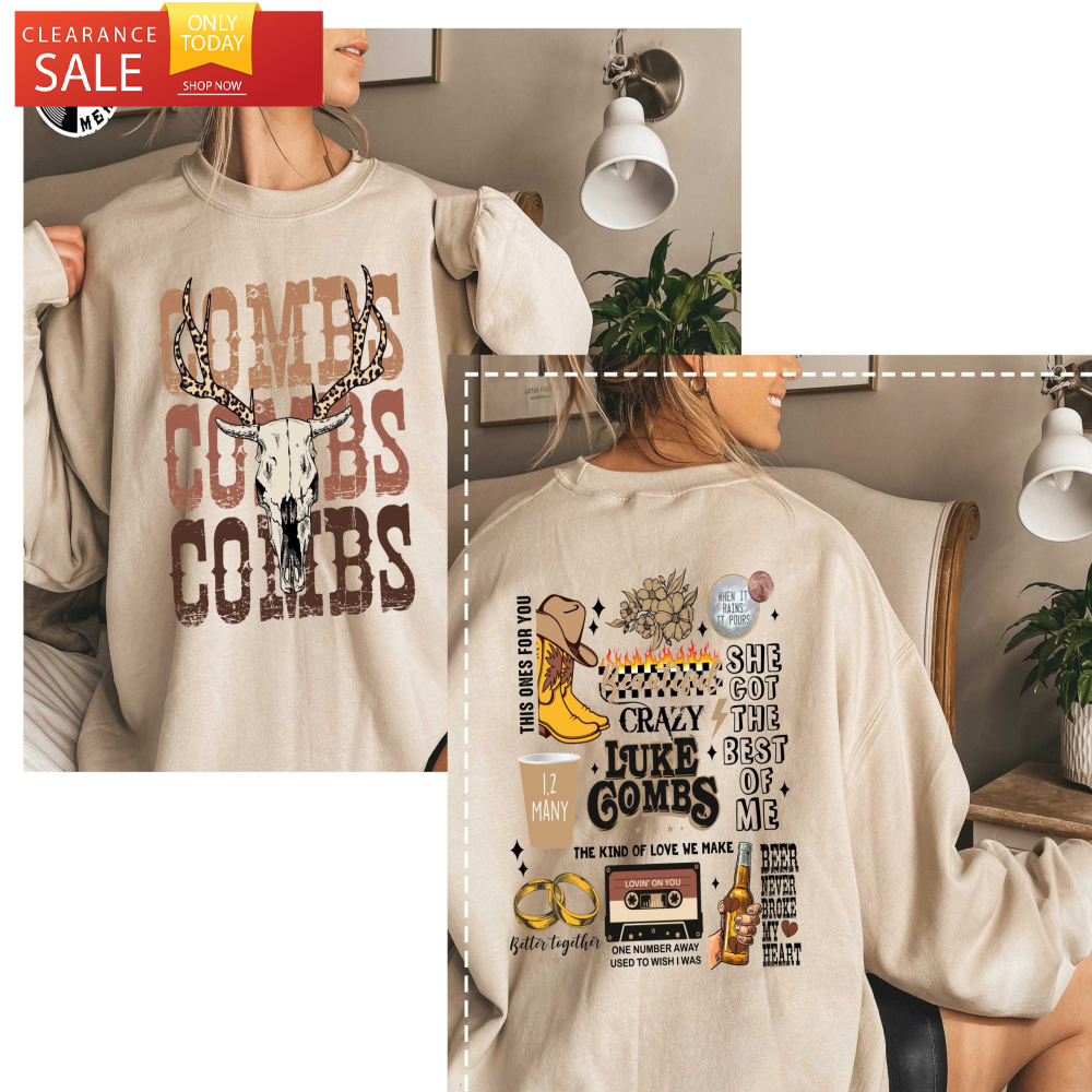 Luke Combs Country Music Sweatshirt Printed 2 Sides Cowgirl Shirt - Happy Place for Music Lovers.jpg