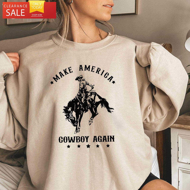 Make Amerrica Cowboy Again T Shirt Western Graphic Tee - Happy Place for Music Lovers.jpg