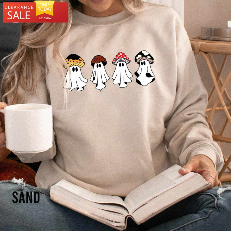Mushroom Ghost Sweatshirt Cute Halloween Shirt - Happy Place for Music Lovers.jpg