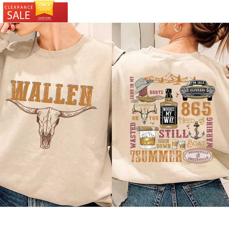 Retro Morgan Wallen Long Sleeve Shirt Printed 2 Sides Vintage Country Music Tees - Happy Place for Music Lovers.jpg