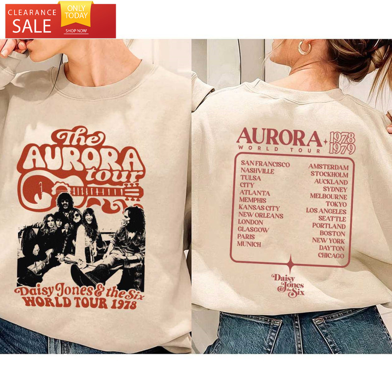 Vintage Daisy Jones And The Six Shirt 2 Sides Aurora World Tour - Happy Place for Music Lovers.jpg
