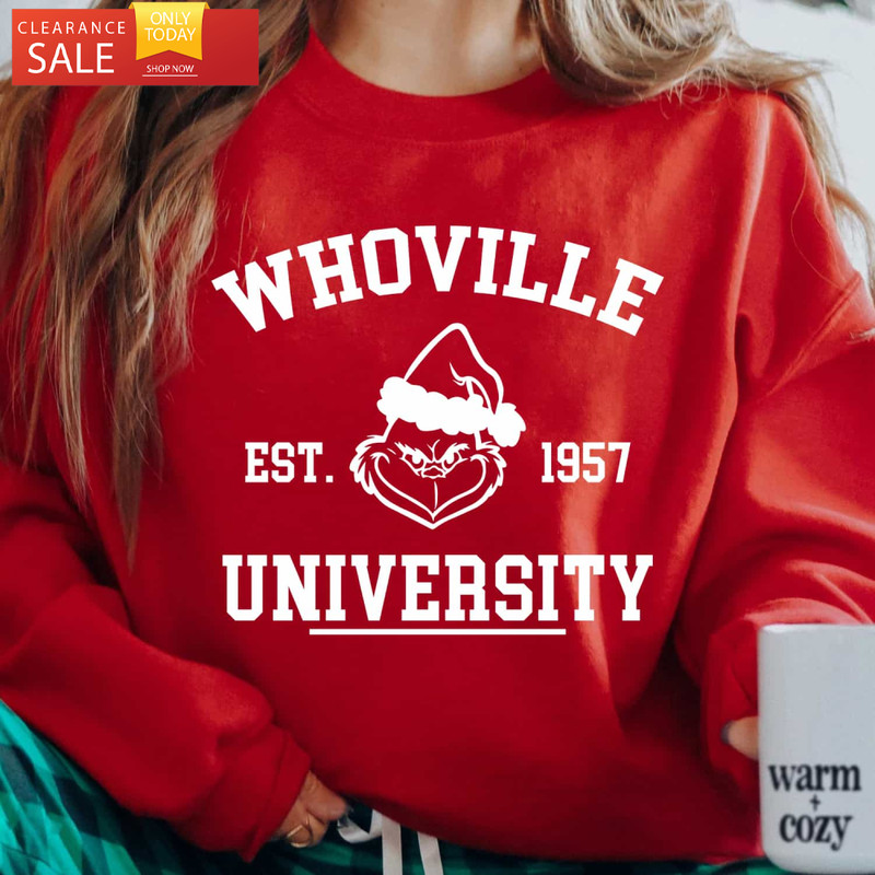 Whoville University Sweatshirt, Grinch Long Sleeve Shirt, Christmas Gifts 2022 for Her - Happy Place for Music Lovers.jpg