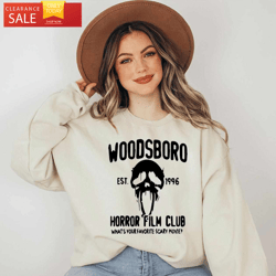 Woodsboro Sweatshirt 90s Horror Movie Tee  Happy Place for Music Lovers