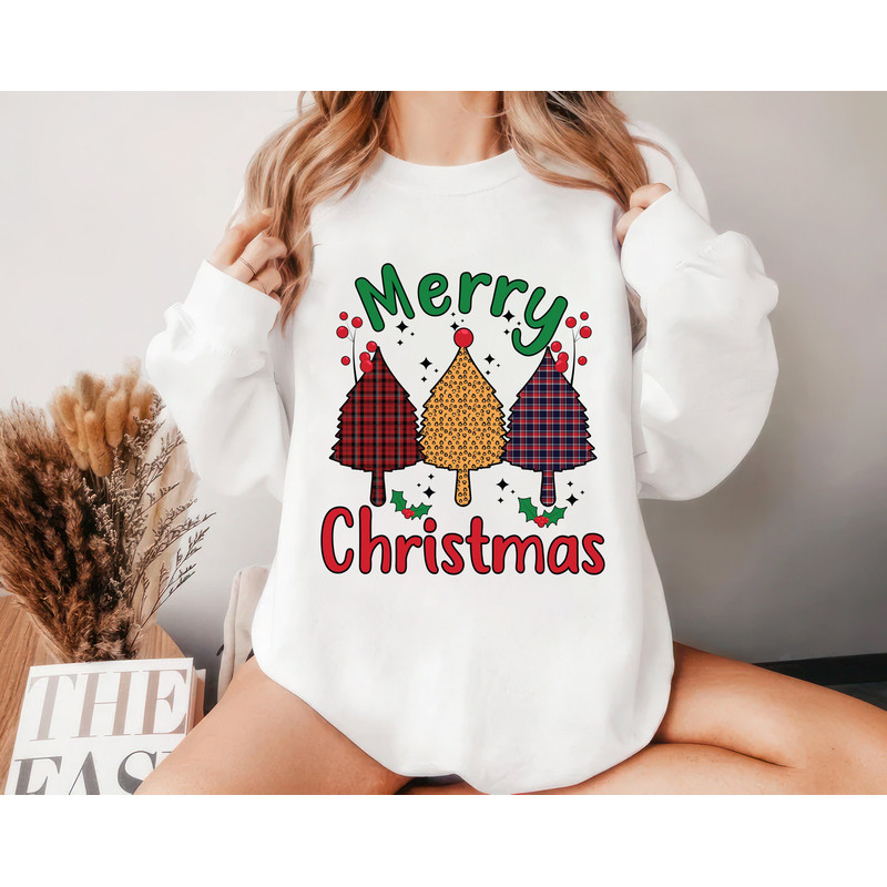 Christmas Tree Sweatshirt, Buffalo Plaid Merry Christmas Unisex Sweatshirt, Family Christmas Sweater, Christmas Matching Shirt, Xmas Shirt 7.jpg