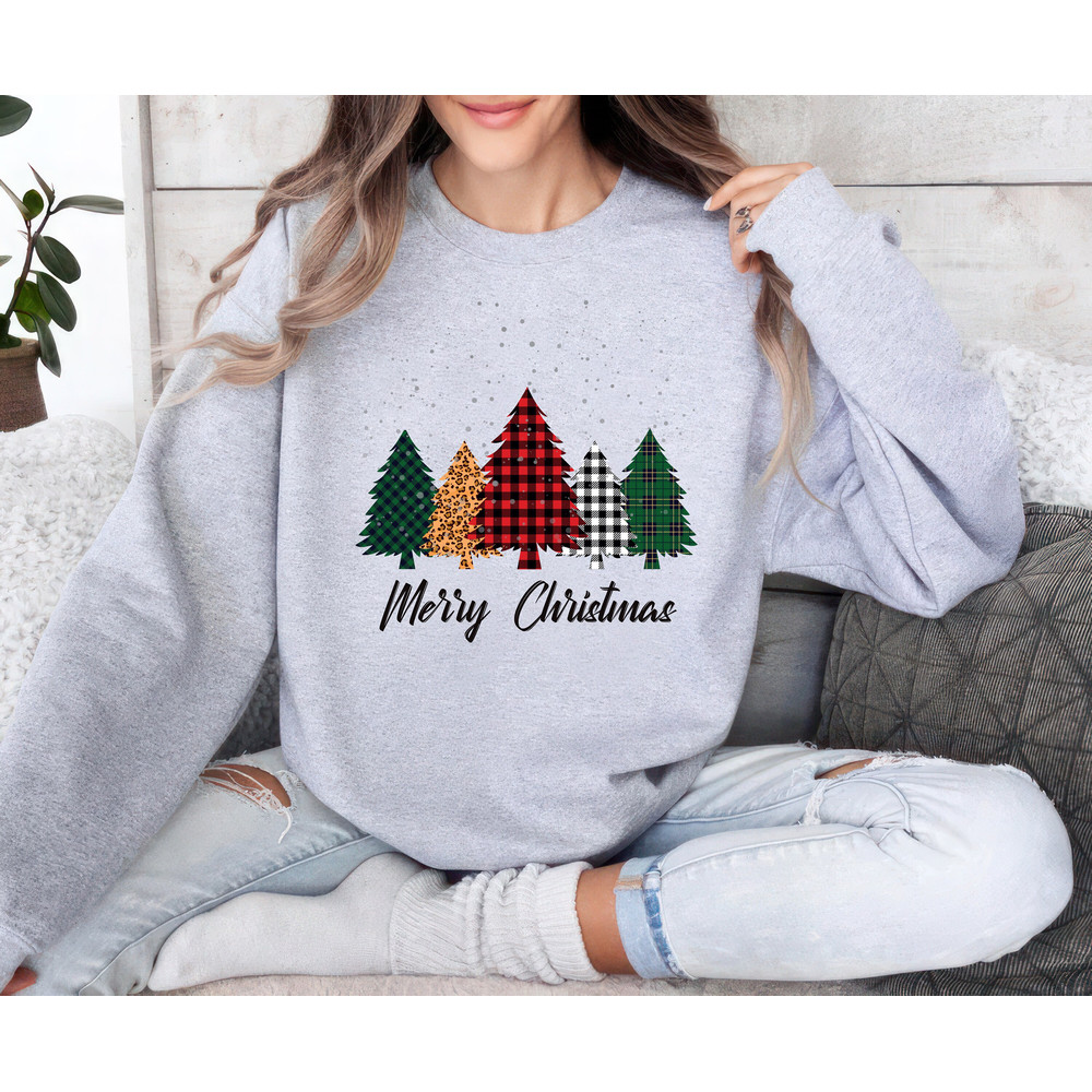 Christmas Tree Sweatshirt, Buffalo Plaid Merry Christmas Unisex Sweatshirt, Family Christmas Sweater, Christmas Matching Shirt, Xmas Shirt.jpg