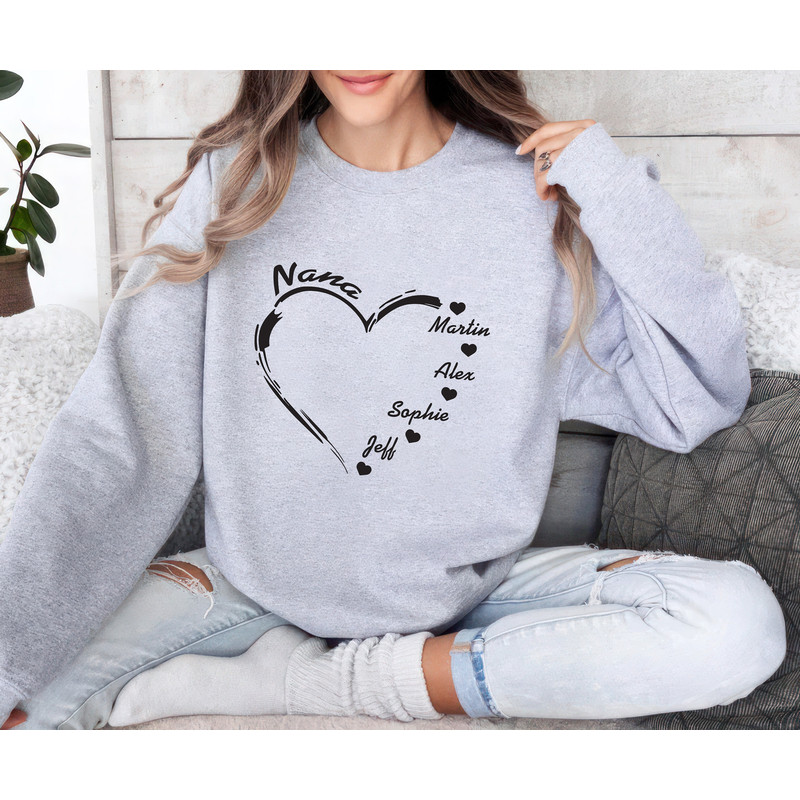 Custom Grandma Sweatshirt, Personalized Grandma Heart Unisex Sweater, Grandkids Name Sweatshirt, Gift For Grandma, Nana Grammy, Mothers Day 2.jpg