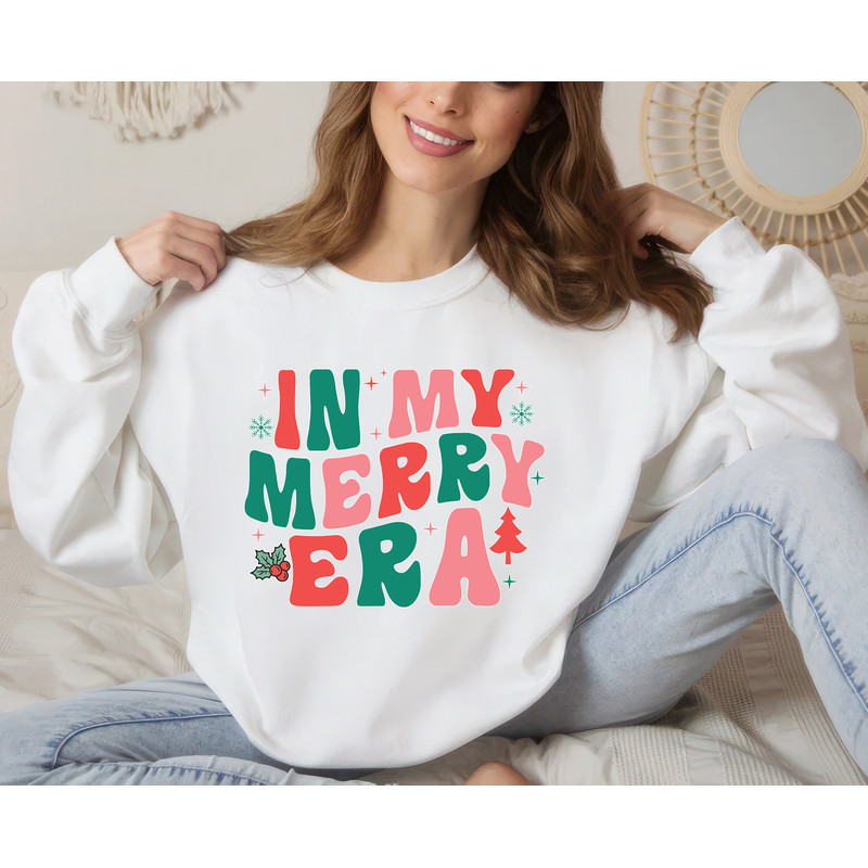 In My Merry Era Christmas Sweatshirt, Retro Christmas Unisex Sweatshirt, Funny Christmas Sweatshirt, Christmas Party Sweater, Gift for Her.jpg