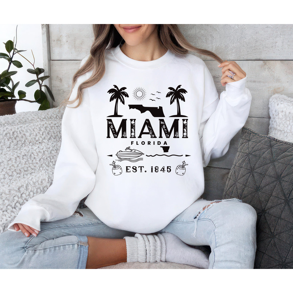 Miami Sweatshirt, Vacation Travel Sweatshirt, Miami Florida Sweater, Miami Florida Gift, Florida Souvenir, Miami Pullover, Trendy Shirt.jpg
