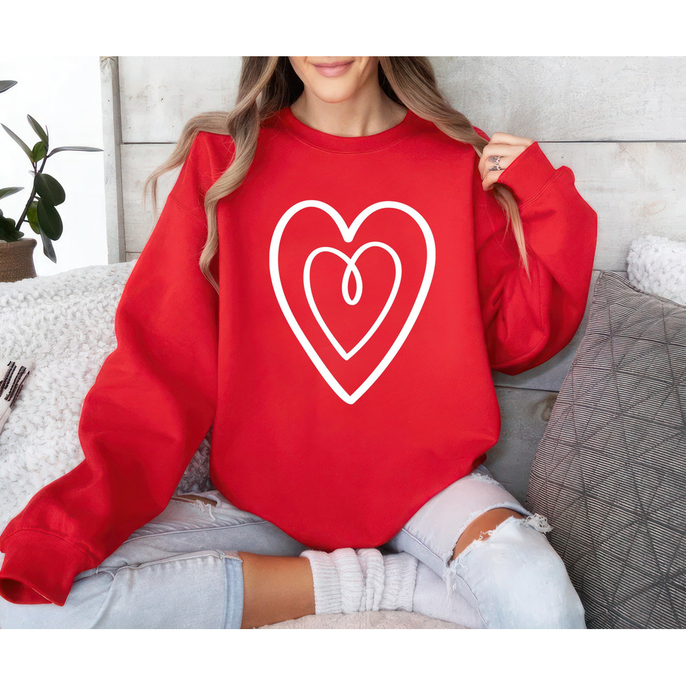 Valentines Day Sweatshirt, Valentine Hearts Unisex Sweatshirt, Heart Cute Valentine Sweatshirt, Love Sweater Gift For Her, Wife, Girlfriend.jpg