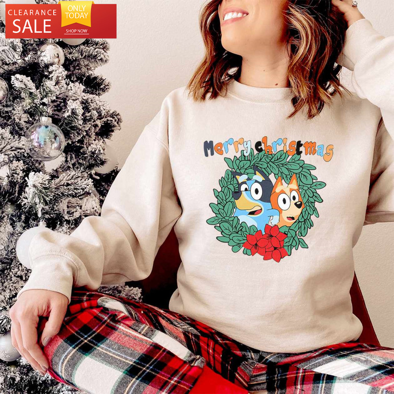 Bluey Christmas Sweatshirt Bluey And Bingo Xmas Tee - Happy Place for Music Lovers.jpg