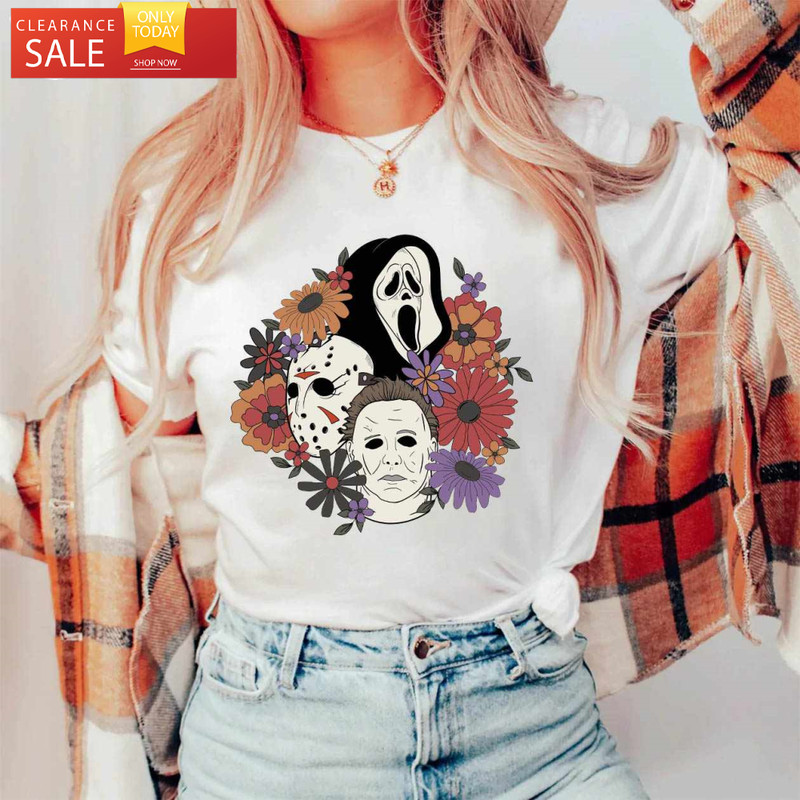 Floral Halloween Horror Movie Shirt Spooky Gift - Happy Place for Music Lovers.jpg