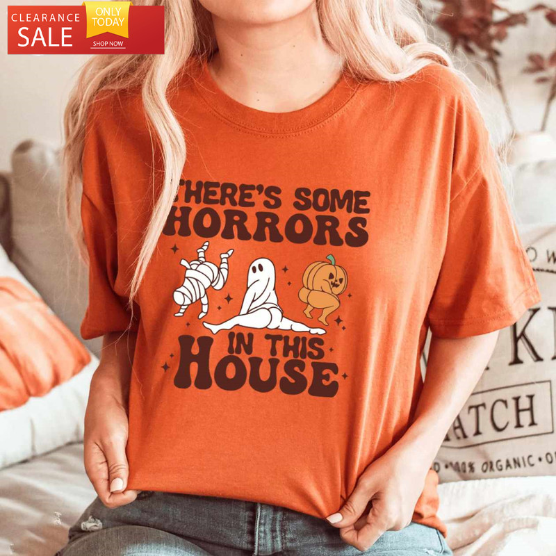 Funny Halloween Sweatshirt There's Some Horrors In This House - Happy Place for Music Lovers.jpg